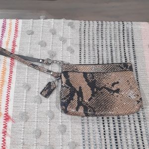 Coach snakeskin wristlet in tan 7x5